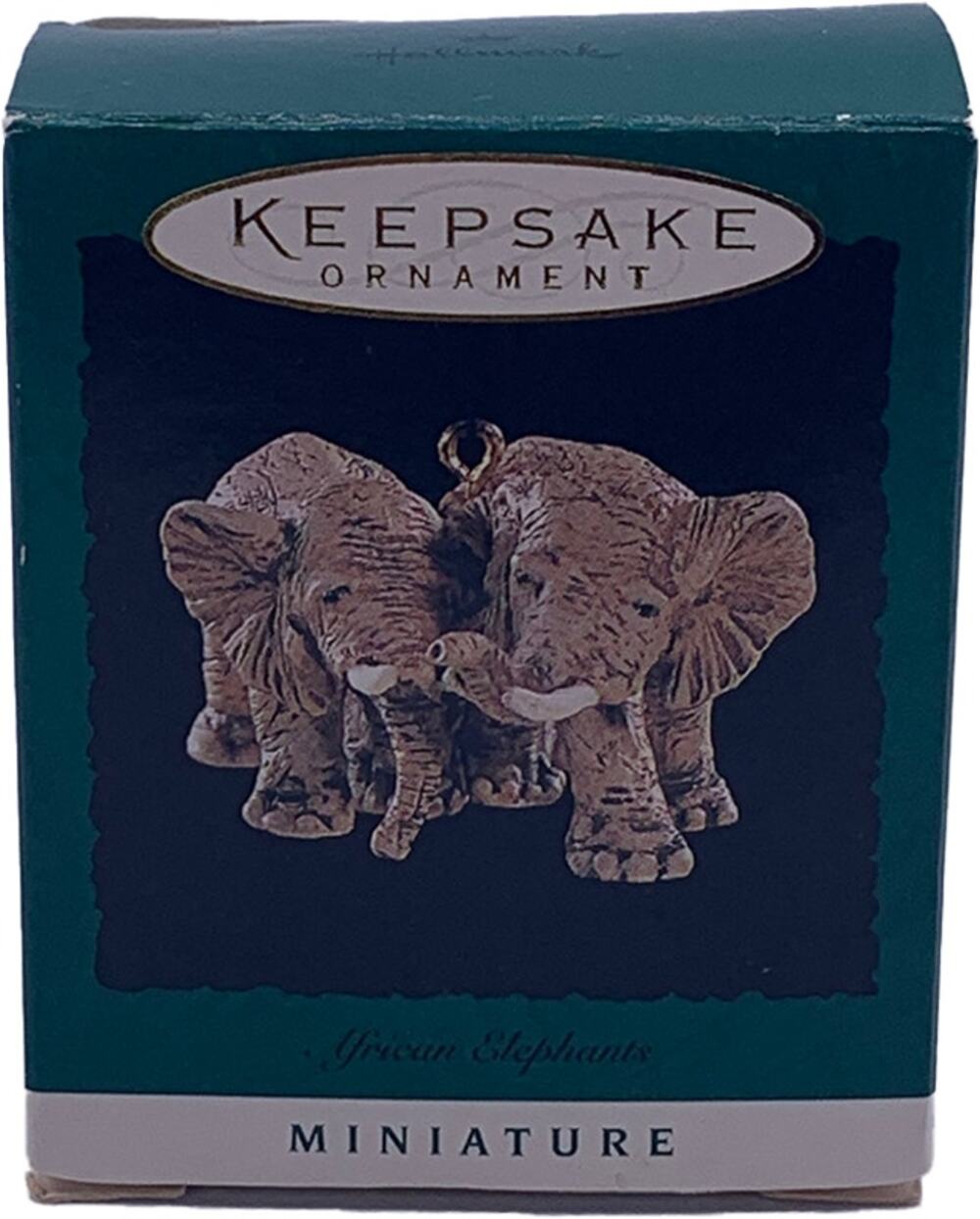 1996 Hallmark Keepsake African Elephants Miniature Christmas Ornament in Box